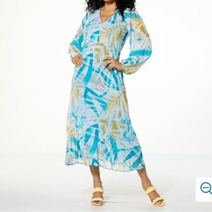 Antthony Designs Printed Mesh Bishop-Sleeve Patio Dress
Size 1X NWT